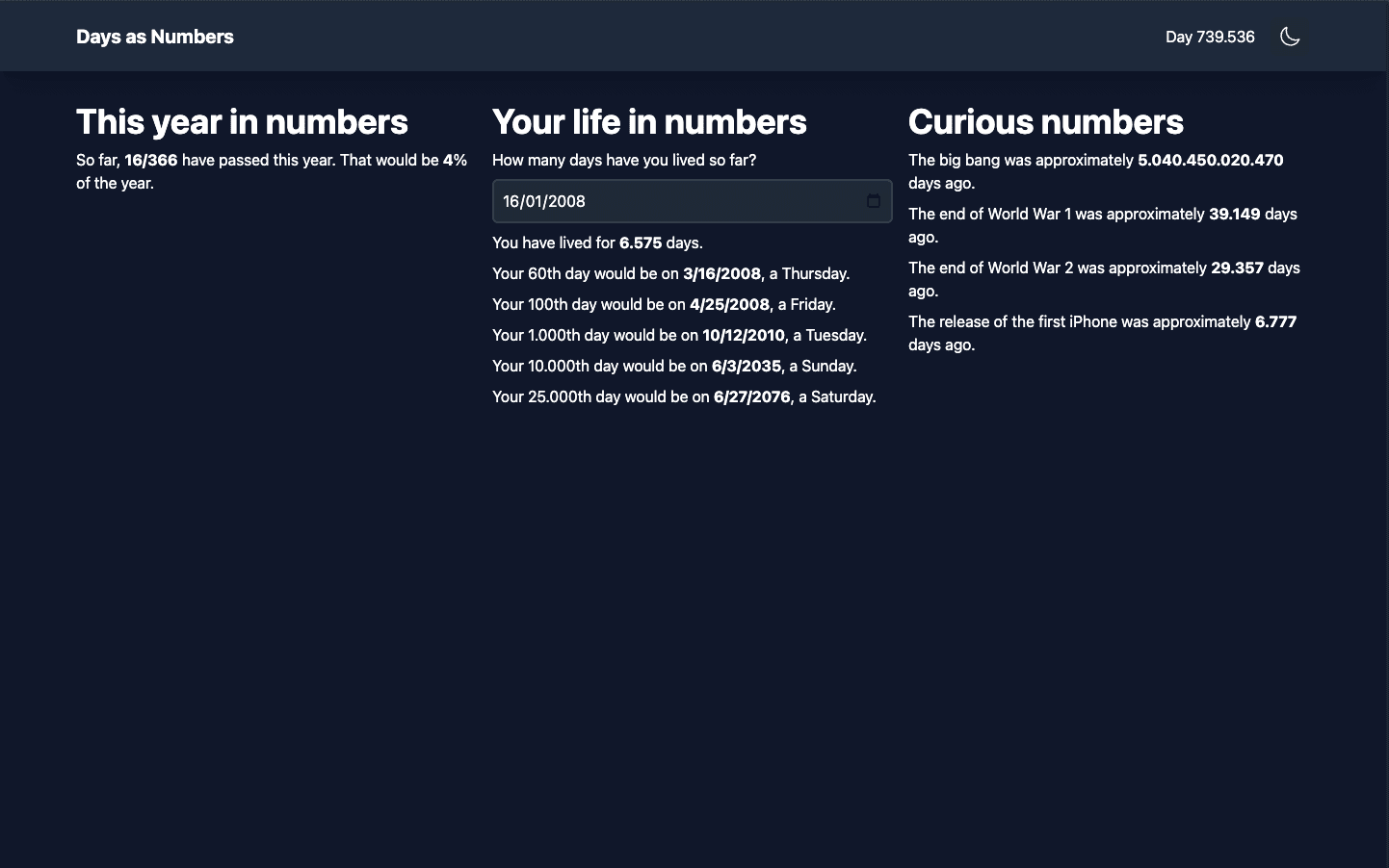 Days as Numbers preview