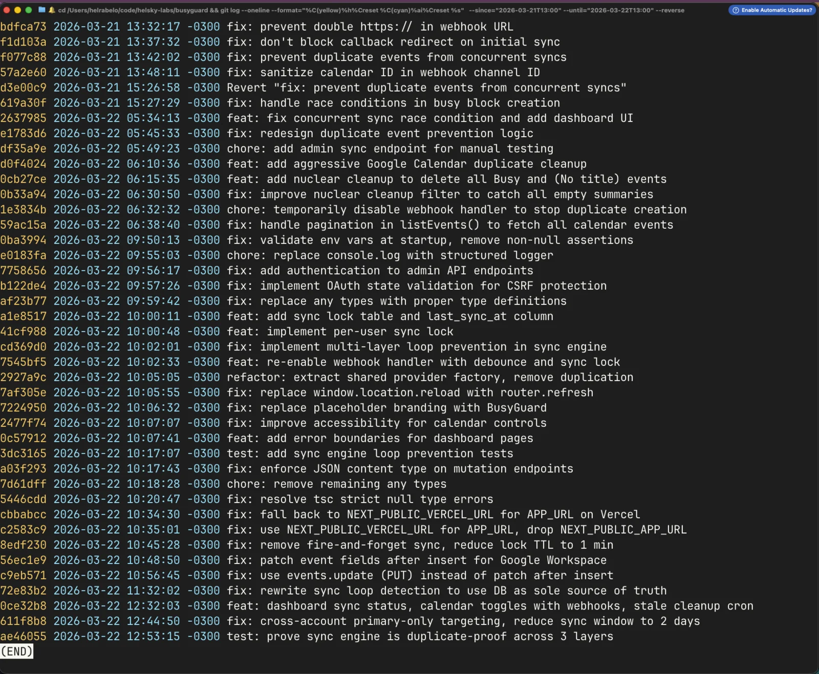 Indie commits — 66 in 10 days, fast and brutal
